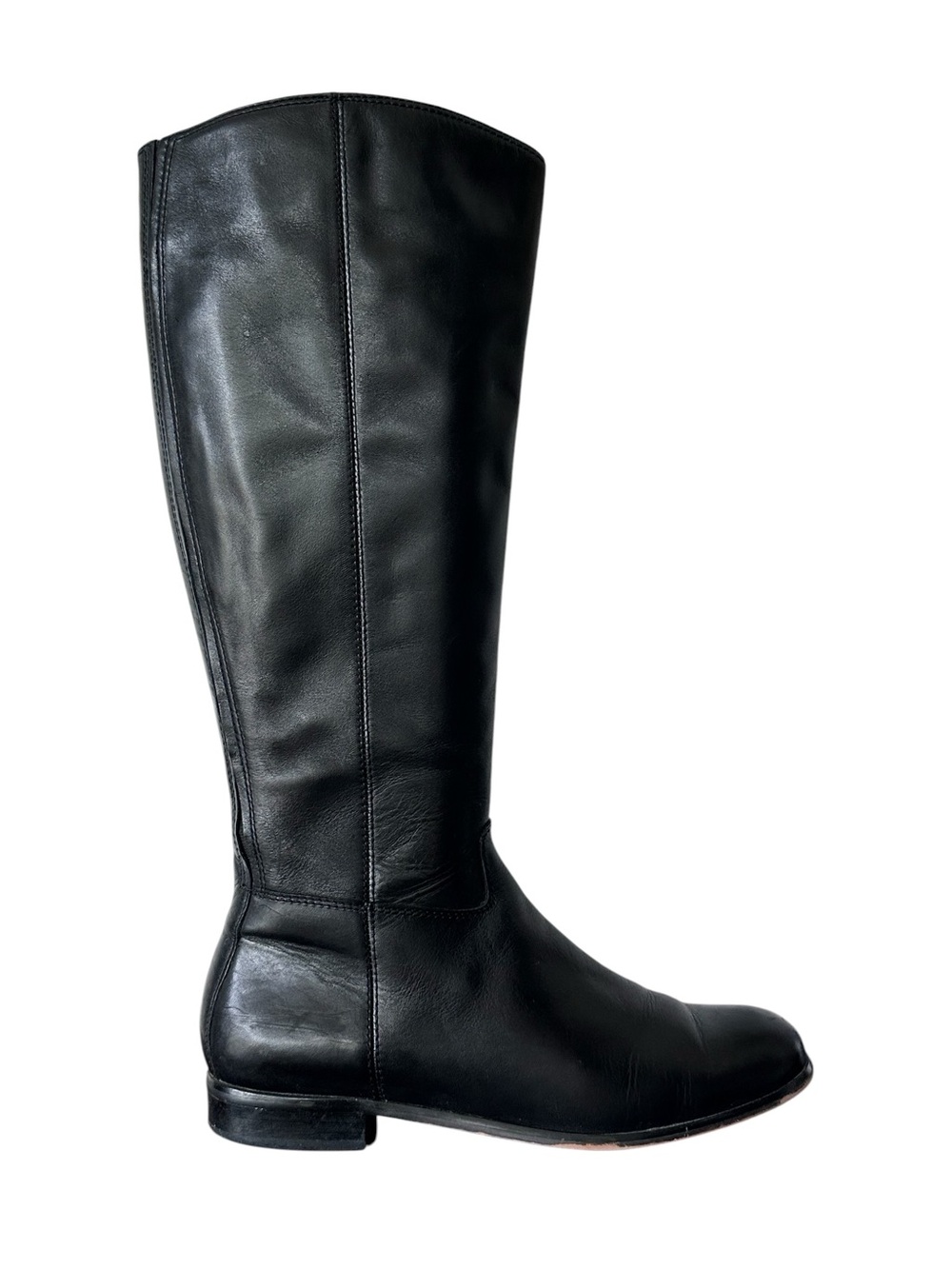 Corso Como Women's Black Leather Knee-High Tall Riding Boots Low Heel Size 8.5
